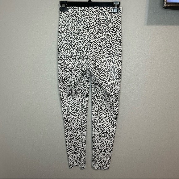 ZARA faux patent leather black & white leopard print pull on pants size XS - Picture 6 of 10